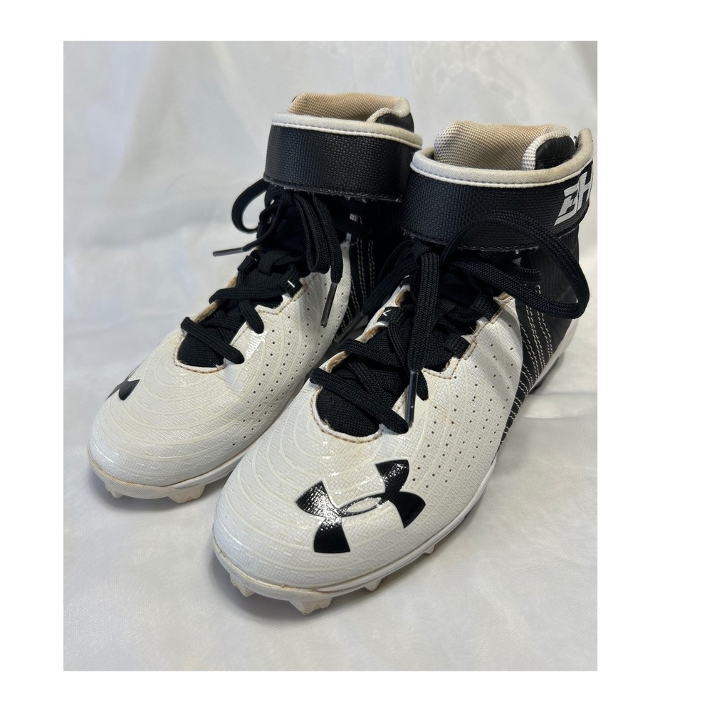 Under Armour Youth Baseball Softball Cleats White Black High‎ Top Size 3.5Y
